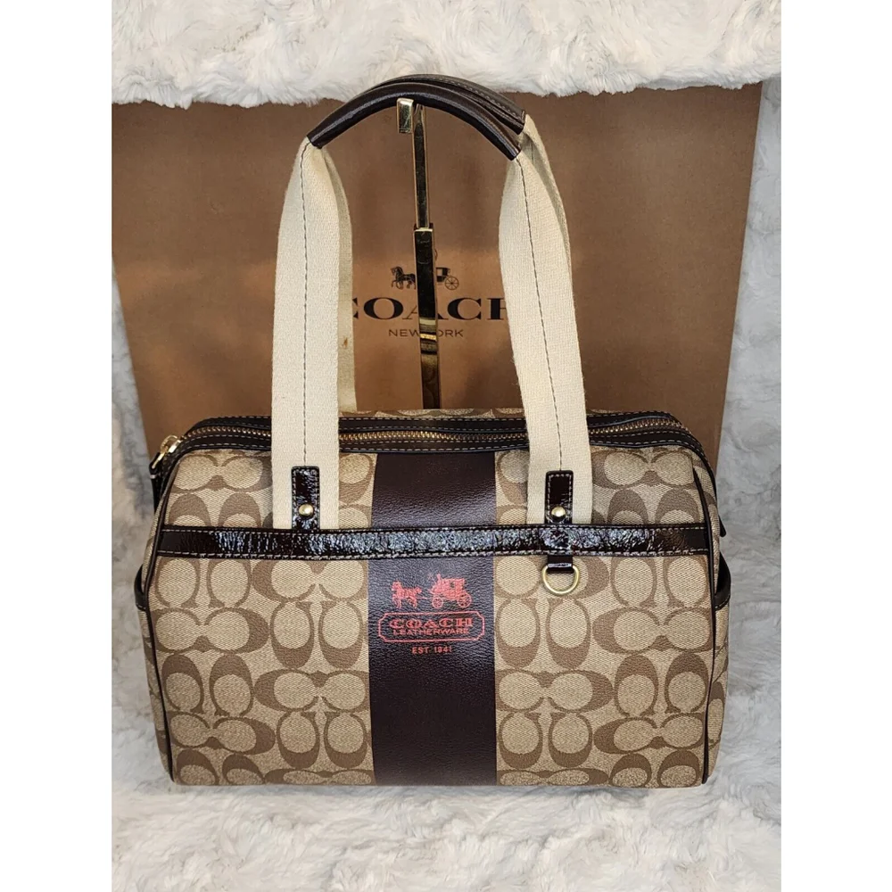 Coach Signature Canvas Satchel in Khaki/Brown